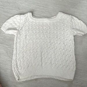 Vintage Knit Open work short sleeve sweater rounded neck size medium